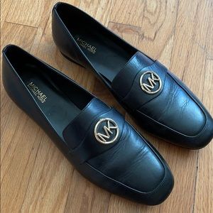 Michael Kors genuine leather flats with gold logo